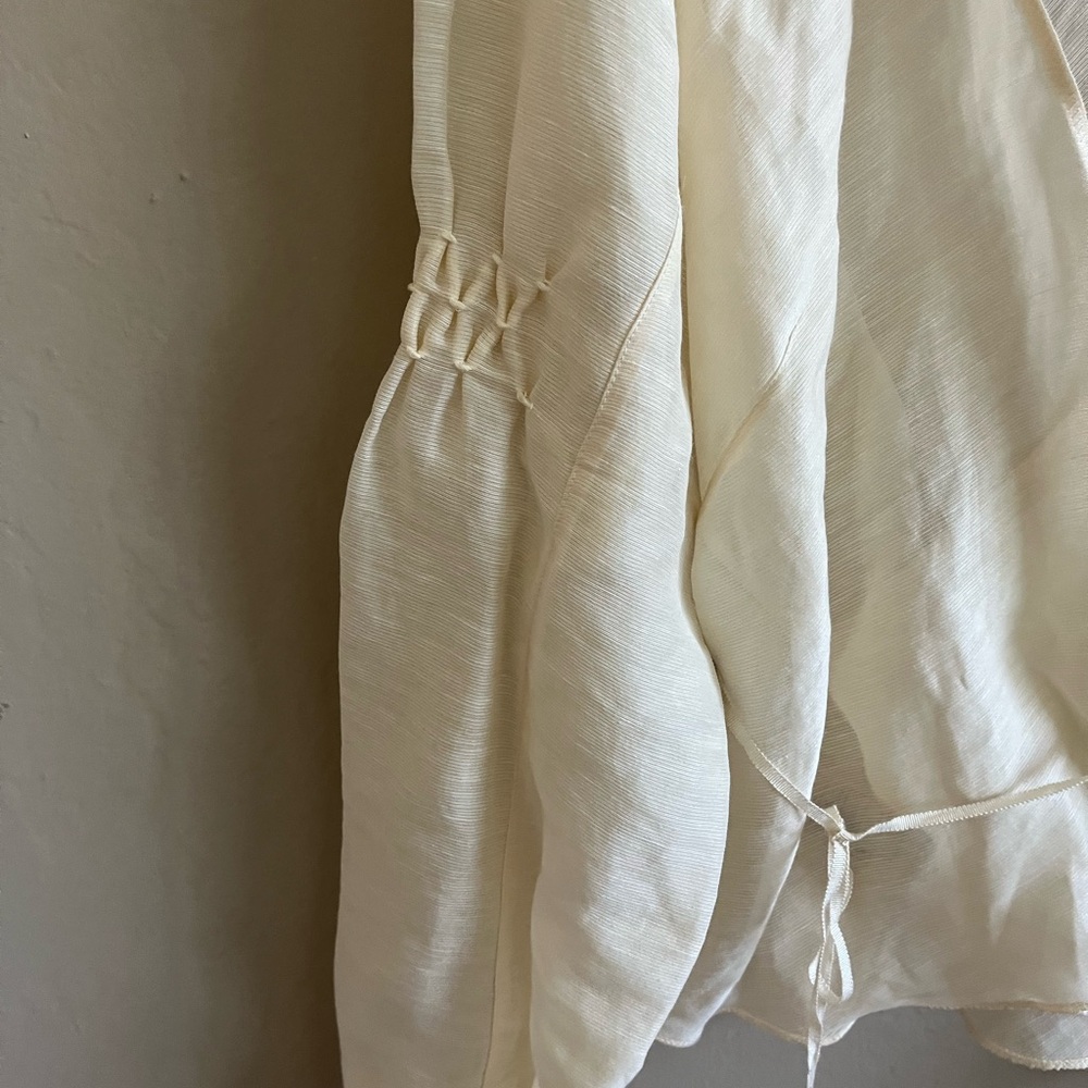 Max Studio Linen Silk Wrap Top Size M - Picture 3 of 5
